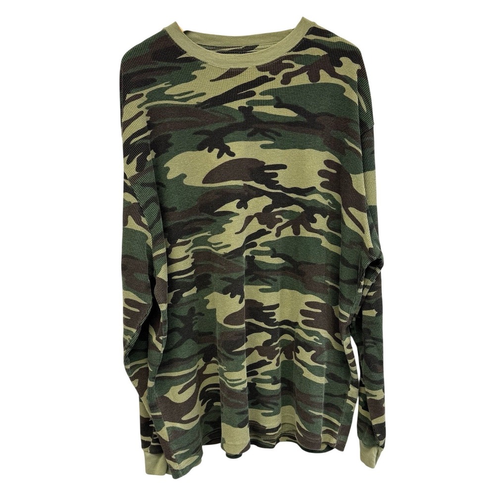 Men's 3XL Camouflage Waffle Knit Long Sleeve T-Shirt Outdoors‎ Grunge